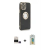 MARSİLYAN™- iPhone 14 Pro Max Kılıf İz Form Serisi - Siyah Polymer Nano Ekran Koruyucu + Bilvis Titan Kamera Lens - GS