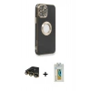 MARSİLYAN™- iPhone 14 Pro Max Kılıf İz Form Serisi - Siyah Polymer Nano Ekran Koruyucu + Raze Metal Kamera Lens - GD