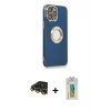 MARSİLYAN™- iPhone 14 Pro Max Kılıf İz Form Serisi - Siyah Polymer Nano Ekran Koruyucu + Raze Metal Kamera Lens - GD