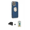 MARSİLYAN™- iPhone 14 Pro Max Kılıf İz Form Serisi - Siyah Polymer Nano Ekran Koruyucu + Raze Metal Kamera Lens - GS