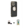 MARSİLYAN™- iPhone 14 Pro Max Kılıf İz Form Serisi - Siyah Polymer Nano Ekran Koruyucu + Bilvis Titan Kamera Lens - SH