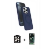 MARSİLYAN™- iPhone 14 Pro Max Kılıf İz Işık Koleksiyonu - Şeffaf 360 Full Body Arka Koruyucu + PVD Metal Kamera Lens - TU