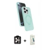 MARSİLYAN™- iPhone 14 Pro Max Kılıf İz Işık Koleksiyonu - Şeffaf Pasifik Cam Ekran Koruyucu + PVD Metal Kamera Lens - TU