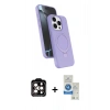 MARSİLYAN™- iPhone 14 Pro Max Kılıf İz Işık Koleksiyonu - Şeffaf Royal Nano Ekran Koruyucu + PVD Metal Kamera Lens - TU