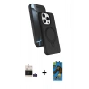 MARSİLYAN™- iPhone 14 Pro Max Kılıf İz Işık Koleksiyonu - Siyah 18D Cam Ekran Koruyucu + Bilvis Titan Kamera Lens - GS