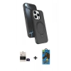 MARSİLYAN™- iPhone 14 Pro Max Kılıf İz Işık Koleksiyonu - Siyah 18D Cam Ekran Koruyucu + Bilvis Titan Kamera Lens - SH