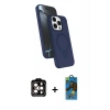 MARSİLYAN™- iPhone 14 Pro Max Kılıf İz Işık Koleksiyonu - Siyah 18D Cam Ekran Koruyucu + PVD Metal Kamera Lens - TU