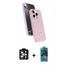 MARSİLYAN™- iPhone 14 Pro Max Kılıf İz Işık Koleksiyonu - Siyah 18D Cam Ekran Koruyucu + PVD Metal Kamera Lens - TU