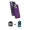 MARSİLYAN™- iPhone 14 Pro Max Kılıf İz Işık Koleksiyonu - Siyah 18D Cam Ekran Koruyucu + PVD Metal Kamera Lens - TU