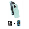MARSİLYAN™- iPhone 14 Pro Max Kılıf İz Işık Koleksiyonu - Siyah 18D Cam Ekran Koruyucu + PVD Metal Kamera Lens - TU