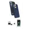 MARSİLYAN™- iPhone 14 Pro Max Kılıf İz Işık Koleksiyonu - Siyah 360 Mat Full Body Arka Koruyucu + Bilvis Titan Kamera Lens - GD