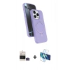 MARSİLYAN™- iPhone 14 Pro Max Kılıf İz Işık Koleksiyonu - Siyah 3D Antistatik Cam Ekran Koruyucu + Bilvis Titan Kamera Lens - GS
