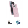 MARSİLYAN™- iPhone 14 Pro Max Kılıf İz Işık Koleksiyonu - Siyah 3D Antistatik Cam Ekran Koruyucu + Bilvis Titan Kamera Lens - SH