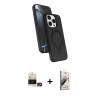 MARSİLYAN™- iPhone 14 Pro Max Kılıf İz Işık Koleksiyonu - Siyah Bilvis 3D Mat Cam Ekran Koruyucu + Bilvis Titan Kamera Lens - GD