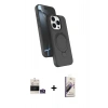MARSİLYAN™- iPhone 14 Pro Max Kılıf İz Işık Koleksiyonu - Siyah Bilvis 3D Mat Cam Ekran Koruyucu + Gümüş Bilvis Titan Kamera Lens