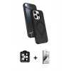 MARSİLYAN™- iPhone 14 Pro Max Kılıf İz Işık Koleksiyonu - Siyah Bilvis 3D Mat Cam Ekran Koruyucu + PVD Metal Kamera Lens - TU