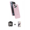 MARSİLYAN™- iPhone 14 Pro Max Kılıf İz Işık Koleksiyonu - Siyah Bilvis 3D Mat Cam Ekran Koruyucu + PVD Metal Kamera Lens - TU