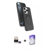 MARSİLYAN™- iPhone 14 Pro Max Kılıf İz Işık Koleksiyonu - Siyah Bilvis 5in1 3D Magic Cam Ekran Koruyucu + Bilvis Titan Kamera Lens - GS