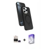 MARSİLYAN™- iPhone 14 Pro Max Kılıf İz Işık Koleksiyonu - Siyah Bilvis 5in1 3D Magic Cam Ekran Koruyucu + Bilvis Titan Kamera Lens - SH