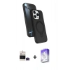 MARSİLYAN™- iPhone 14 Pro Max Kılıf İz Işık Koleksiyonu - Siyah Bilvis 5in1 3D Magic Cam Ekran Koruyucu + Bilvis Titan Kamera Lens - DNMR