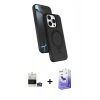MARSİLYAN™- iPhone 14 Pro Max Kılıf İz Işık Koleksiyonu - Siyah Bilvis 5in1 5D Magic Hayalet Cam Ekran Koruyucu + Gümüş Bilvis Titan Kamera Lens