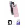 MARSİLYAN™- iPhone 14 Pro Max Kılıf İz Işık Koleksiyonu - Siyah Bilvis 5in1 5D Magic Hayalet Cam Ekran Koruyucu + PVD Metal Kamera Lens - TU
