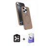 MARSİLYAN™- iPhone 14 Pro Max Kılıf İz Işık Koleksiyonu - Siyah Bilvis 5in1 5D Magic Hayalet Cam Ekran Koruyucu + PVD Metal Kamera Lens - TU