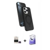 MARSİLYAN™- iPhone 14 Pro Max Kılıf İz Işık Koleksiyonu - Siyah Bilvis 5in1 5D Magic Hayalet Cam Ekran Koruyucu + Gold Bilvis Titan Kamera Lens