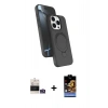 MARSİLYAN™- iPhone 14 Pro Max Kılıf İz Işık Koleksiyonu - Siyah Buffer Hayalet Cam Ekran Koruyucu + Bilvis Titan Kamera Lens - GS