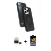 MARSİLYAN™- iPhone 14 Pro Max Kılıf İz Işık Koleksiyonu - Siyah Buffer Hayalet Cam Ekran Koruyucu + Bilvis Titan Kamera Lens - GS