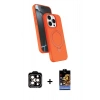 MARSİLYAN™- iPhone 14 Pro Max Kılıf İz Işık Koleksiyonu - Siyah Buffer Hayalet Cam Ekran Koruyucu + PVD Metal Kamera Lens - TU