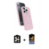 MARSİLYAN™- iPhone 14 Pro Max Kılıf İz Işık Koleksiyonu - Siyah Buffer Hayalet Cam Ekran Koruyucu + PVD Metal Kamera Lens - TU