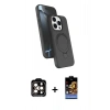 MARSİLYAN™- iPhone 14 Pro Max Kılıf İz Işık Koleksiyonu - Siyah Buffer Hayalet Cam Ekran Koruyucu + PVD Metal Kamera Lens - TU