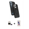 MARSİLYAN™- iPhone 14 Pro Max Kılıf İz Işık Koleksiyonu - Siyah Joko 5D Cam + Gold Bilvis Titan Kamera Lens