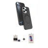 MARSİLYAN™- iPhone 14 Pro Max Kılıf İz Işık Koleksiyonu - Siyah Joko 5D Cam + Gümüş Bilvis Titan Kamera Lens