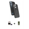 MARSİLYAN™- iPhone 14 Pro Max Kılıf İz Işık Koleksiyonu - Siyah Joko Magic 5D Hayalet Cam + Derin Mor Bilvis Titan Kamera Lens