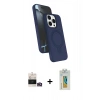 MARSİLYAN™- iPhone 14 Pro Max Kılıf İz Işık Koleksiyonu - Siyah Polymer Nano Ekran Koruyucu + Gold Bilvis Titan Kamera Lens