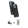 MARSİLYAN™- iPhone 14 Pro Max Kılıf İz Işık Koleksiyonu - Siyah Polymer Nano Ekran Koruyucu + Gold Bilvis Titan Kamera Lens