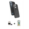 MARSİLYAN™- iPhone 14 Pro Max Kılıf İz Işık Koleksiyonu - Siyah Polymer Nano Ekran Koruyucu + Gold Bilvis Titan Kamera Lens