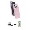 MARSİLYAN™- iPhone 14 Pro Max Kılıf İz Işık Koleksiyonu - Siyah Polymer Nano Ekran Koruyucu + Gümüş Bilvis Titan Kamera Lens