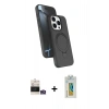 MARSİLYAN™- iPhone 14 Pro Max Kılıf İz Işık Koleksiyonu - Siyah Polymer Nano Ekran Koruyucu + Gümüş Bilvis Titan Kamera Lens