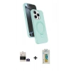 MARSİLYAN™- iPhone 14 Pro Max Kılıf İz Işık Koleksiyonu - Siyah Polymer Nano Ekran Koruyucu + Gümüş Bilvis Titan Kamera Lens
