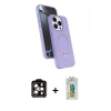 MARSİLYAN™- iPhone 14 Pro Max Kılıf İz Işık Koleksiyonu - Siyah Polymer Nano Ekran Koruyucu + PVD Metal Kamera Lens - TU