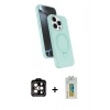 MARSİLYAN™- iPhone 14 Pro Max Kılıf İz Işık Koleksiyonu - Siyah Polymer Nano Ekran Koruyucu + PVD Metal Kamera Lens - TU