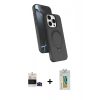 MARSİLYAN™- iPhone 14 Pro Max Kılıf İz Işık Koleksiyonu - Siyah Polymer Nano Ekran Koruyucu + Bilvis Titan Kamera Lens - SH