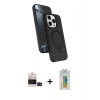 MARSİLYAN™- iPhone 14 Pro Max Kılıf İz Işık Koleksiyonu - Siyah Polymer Nano Ekran Koruyucu + Bilvis Titan Kamera Lens - SH