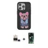 MARSİLYAN™- iPhone 14 Pro Max Kılıf İz Minimal Koleksiyonu - Şeffaf 360 Full Body Arka Koruyucu + Bilvis Titan Kamera Lens - SH