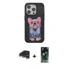 MARSİLYAN™- iPhone 14 Pro Max Kılıf İz Minimal Koleksiyonu - Siyah 360 Mat Full Body Arka Koruyucu + Gümüş Raze Metal Kamera Lens