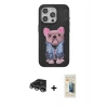 MARSİLYAN™- iPhone 14 Pro Max Kılıf İz Minimal Koleksiyonu - Siyah 6D Mat Seramik Hayalet Nano Ekran Koruyucu + Gümüş Raze Metal Kamera Lens