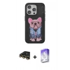 MARSİLYAN™- iPhone 14 Pro Max Kılıf İz Minimal Koleksiyonu - Siyah Bilvis 5in1 3D Magic Cam Ekran Koruyucu + Gold Raze Metal Kamera Lens